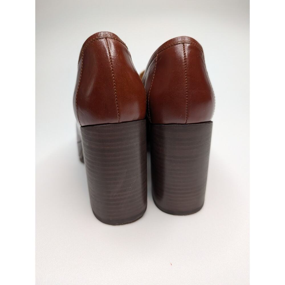 SEZANE Brown White Two Tone Leather Chunky Platform High Heel Jessie Loafers 41 - Picture 7 of 10